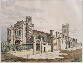 Lagerhaus von Madame Veuve Pommery Champagner in Reims, Illustration aus 